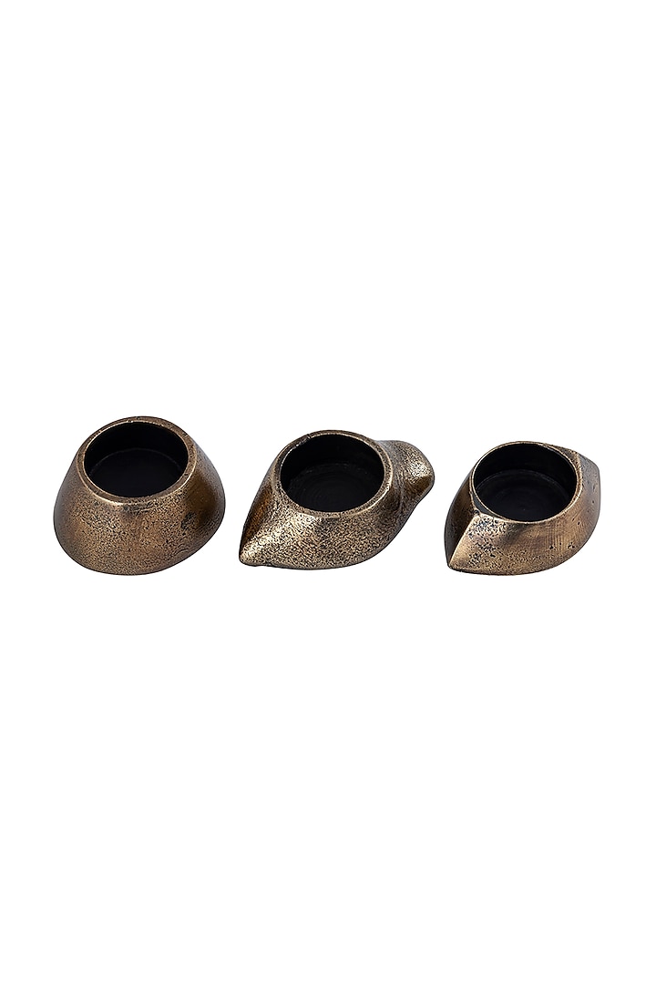 Brass Antique Aluminum Candle Holders (Set of 3) by Taho Living