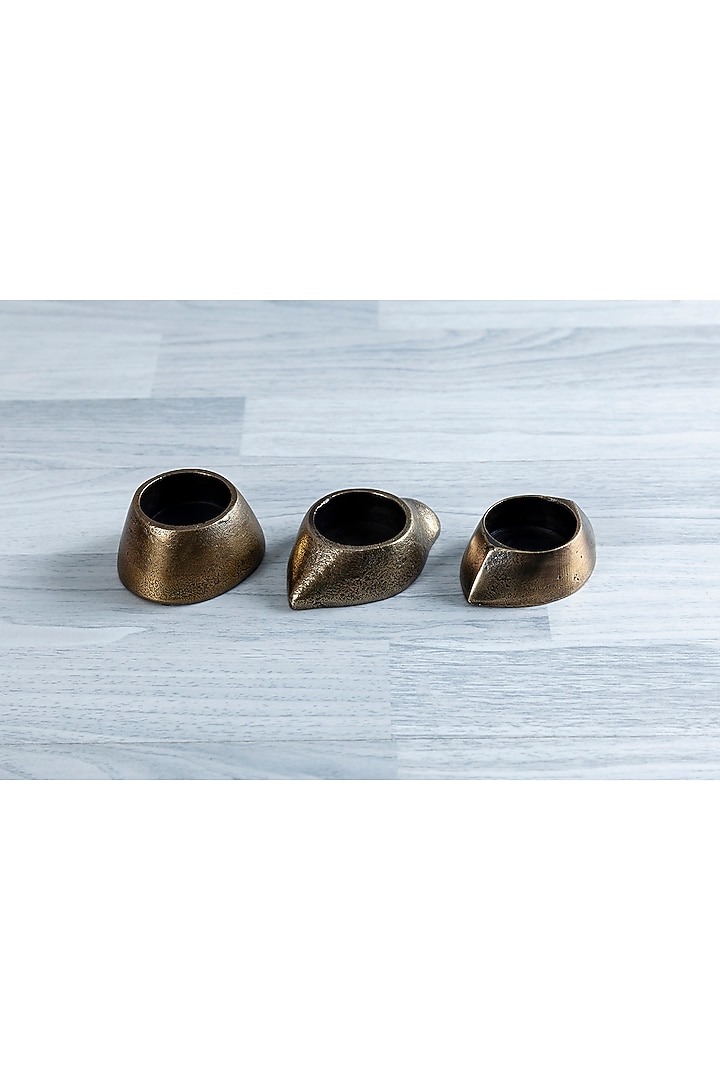 Brass Antique Aluminum Candle Holders (Set of 3) by Taho Living at Pernia's Pop Up Shop