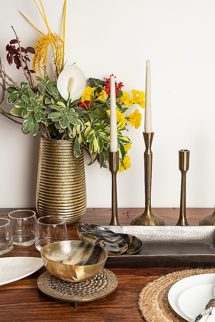 Antique Brass Aluminum Candle Holder by Taho Living at Pernia's Pop Up Shop