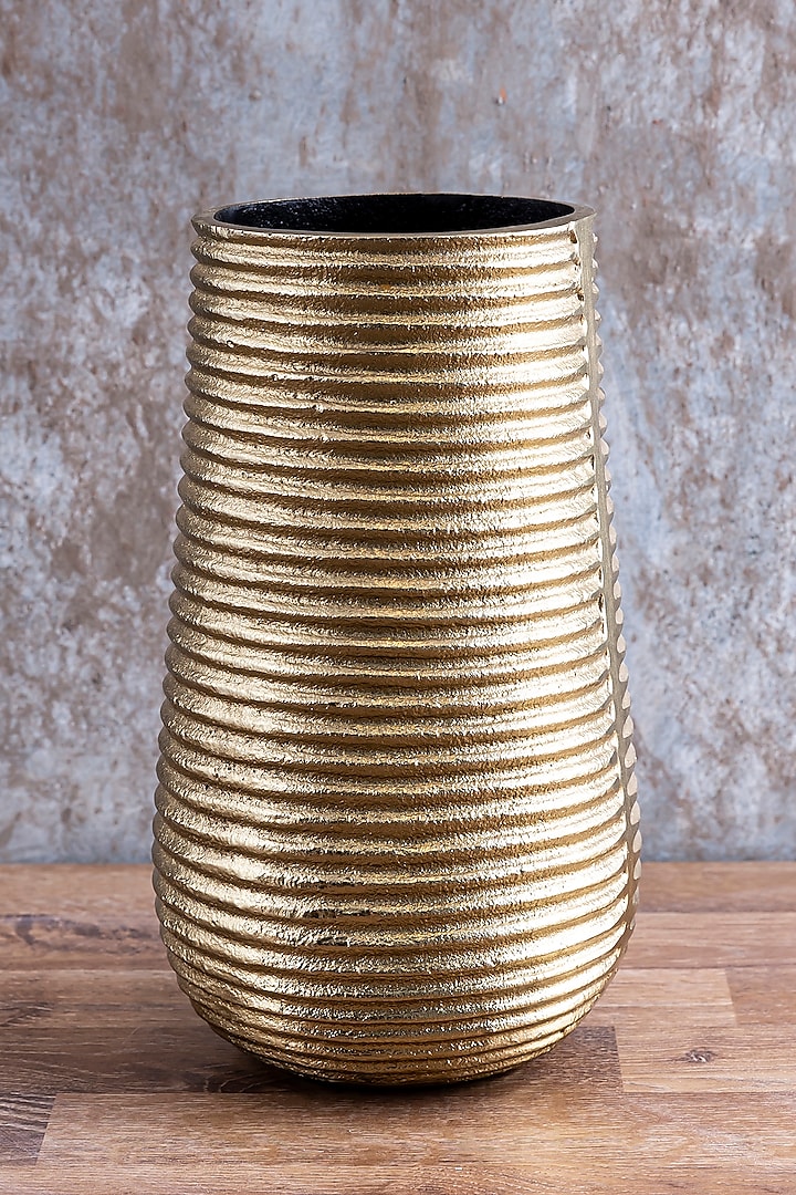 Gold Finish Aluminium Vase by Taho Living