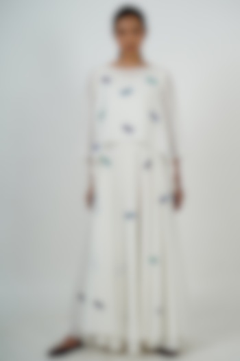 White Embroidered Maxi Dress by Taika By Poonam Bhagat