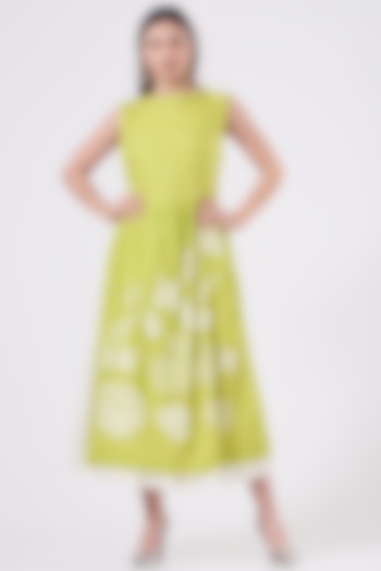 Lime Green Apron Dress by Taika By Poonam Bhagat