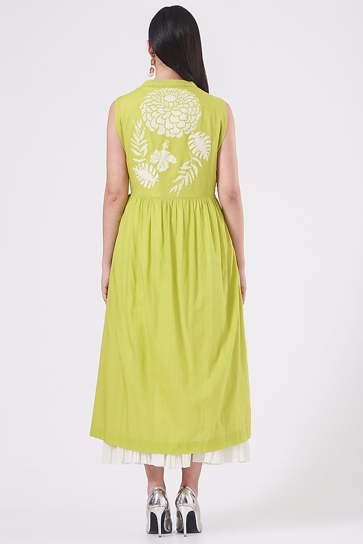 Lime Green Apron Vacation Dress by Taika By Poonam Bhagat at Pernia's Pop Up Shop