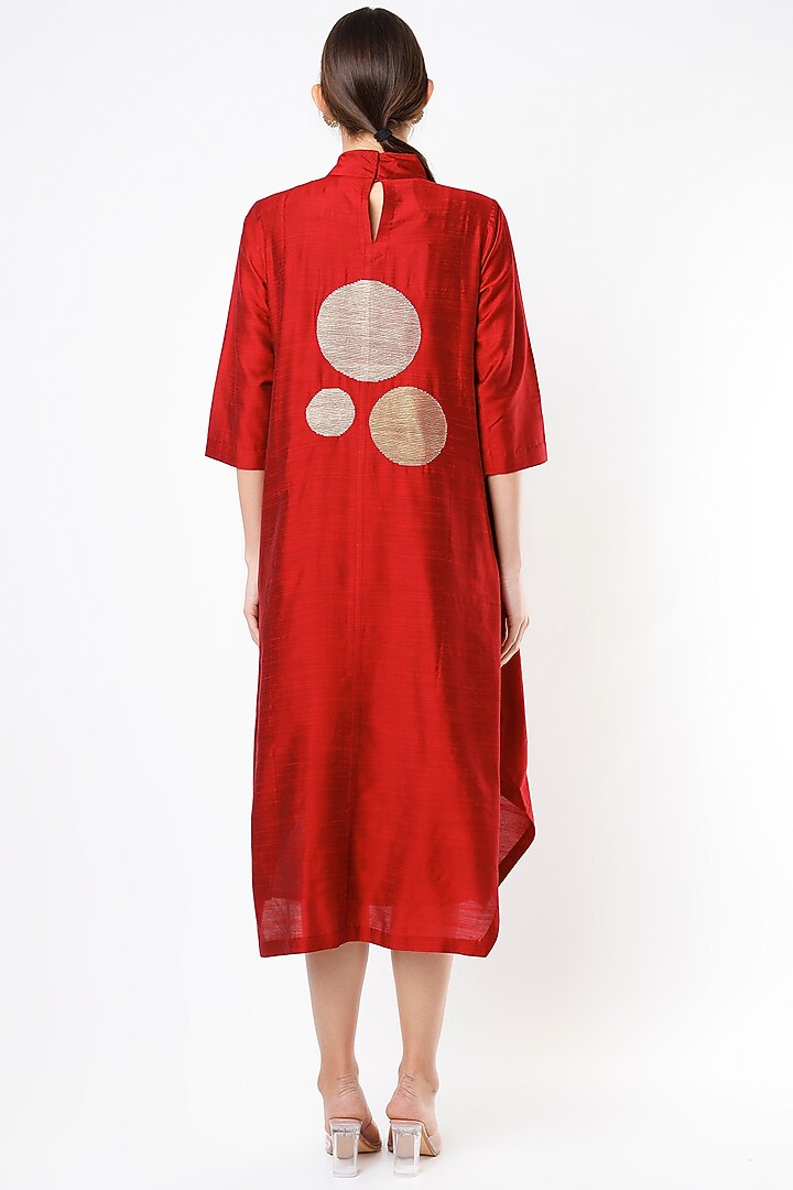 Burgundy Embroidered Vacation Dress by Taika By Poonam Bhagat at Pernia's Pop Up Shop