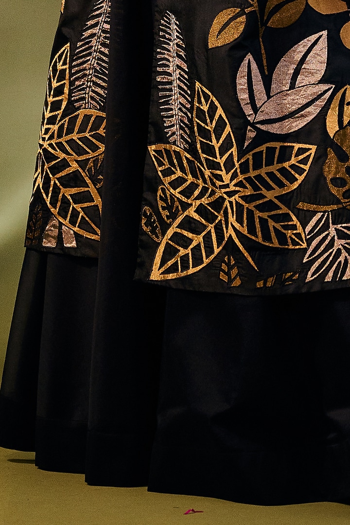 Black Silk Embroidered Jacket by Taika By Poonam Bhagat at Pernia's Pop Up Shop