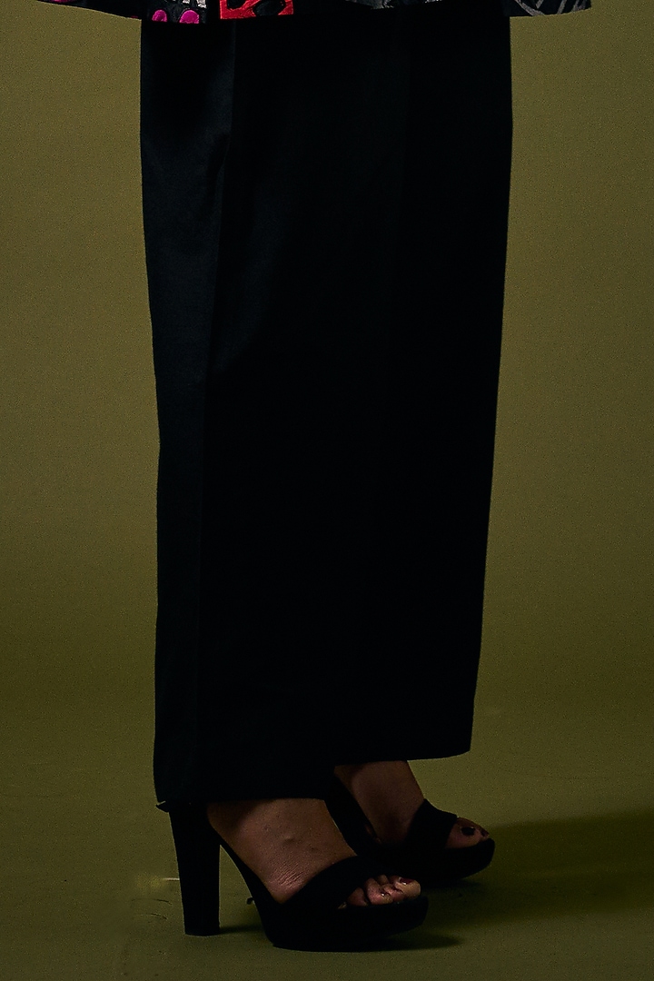 Black Silk Embroidered Jacket by Taika By Poonam Bhagat at Pernia's Pop Up Shop
