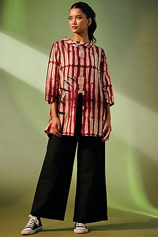 Red Printed Top by Taika By Poonam Bhagat