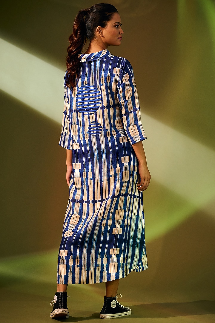 Blue Printed Vacation Dress by Taika By Poonam Bhagat at Pernia's Pop Up Shop