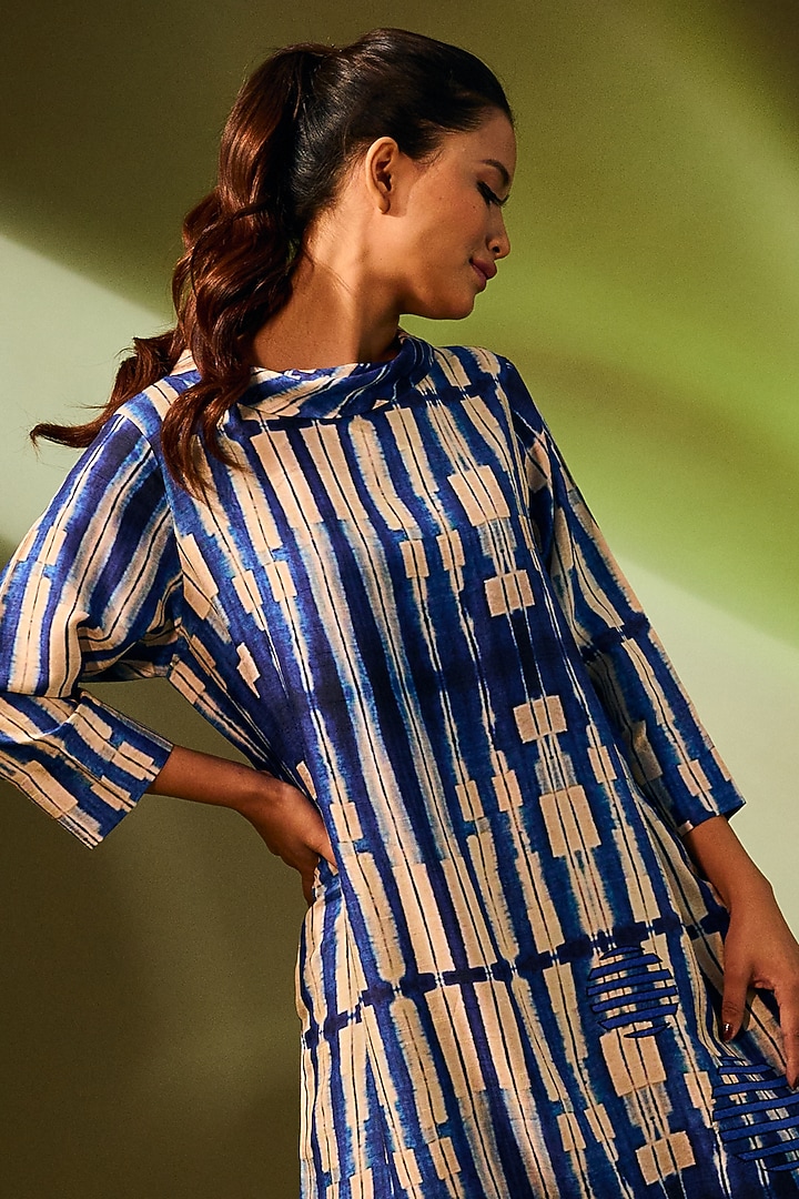 Blue Printed Vacation Dress by Taika By Poonam Bhagat at Pernia's Pop Up Shop