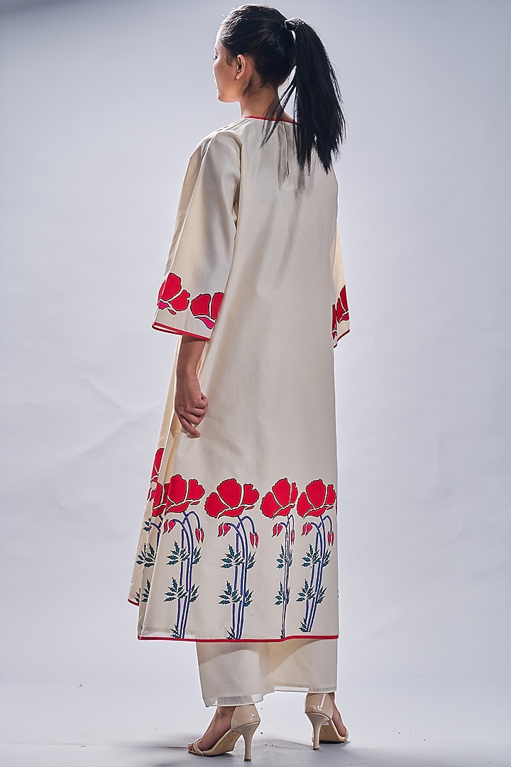 Ivory Embroidered Party Wear Anarkali Set by Taika By Poonam Bhagat at Pernia's Pop Up Shop