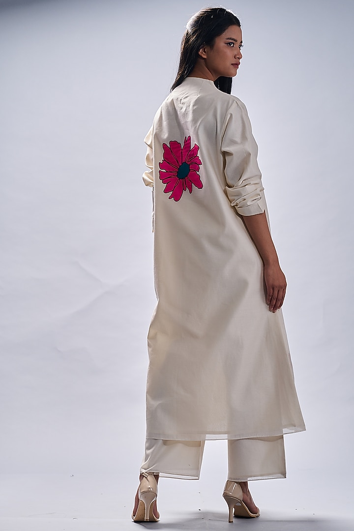 Ivory Embroidered Tunic Set by Taika By Poonam Bhagat at Pernia's Pop Up Shop