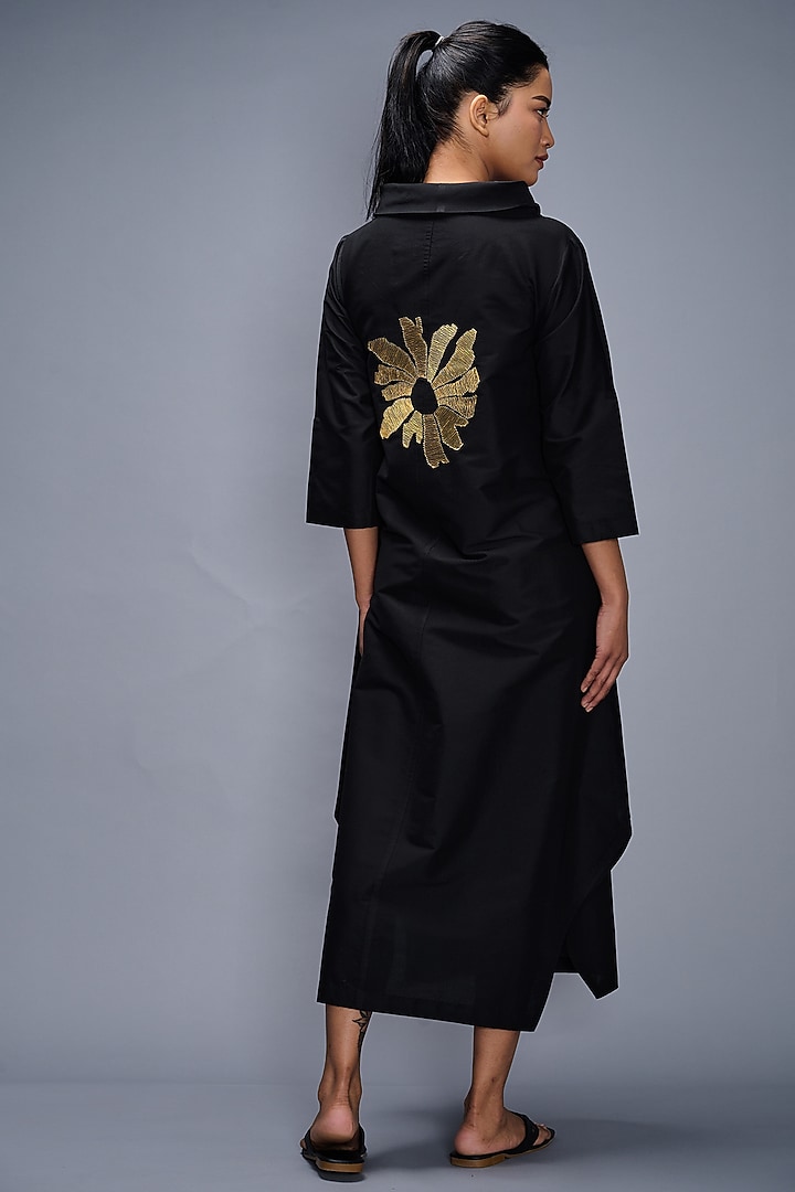 Black Embroidered Vacation Dress by Taika By Poonam Bhagat at Pernia's Pop Up Shop