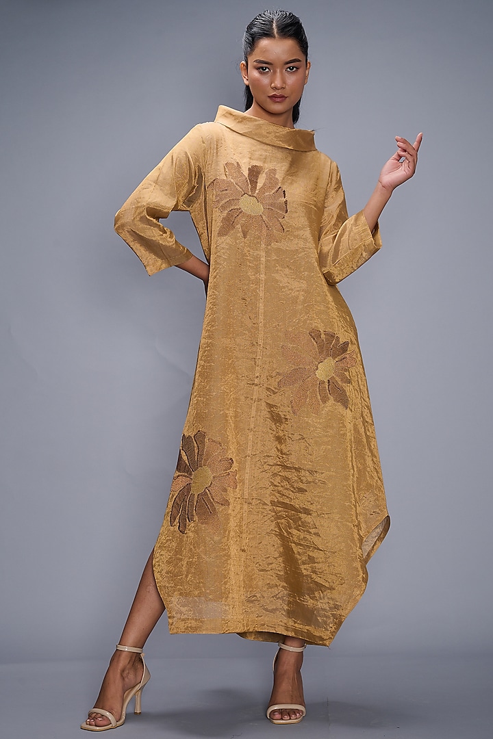Gold Embroidered Dress by Taika By Poonam Bhagat