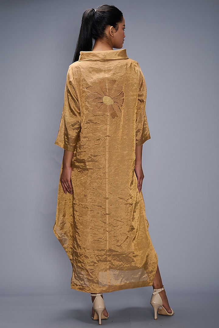 Gold Embroidered Vacation Dress by Taika By Poonam Bhagat at Pernia's Pop Up Shop