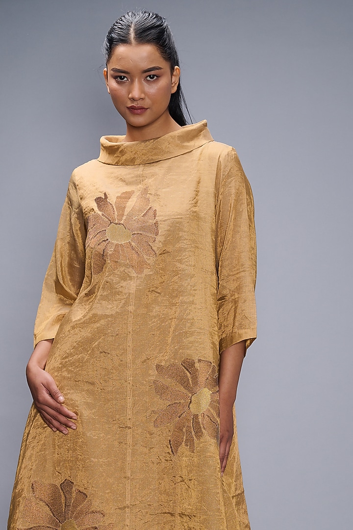 Gold Embroidered Vacation Dress by Taika By Poonam Bhagat at Pernia's Pop Up Shop