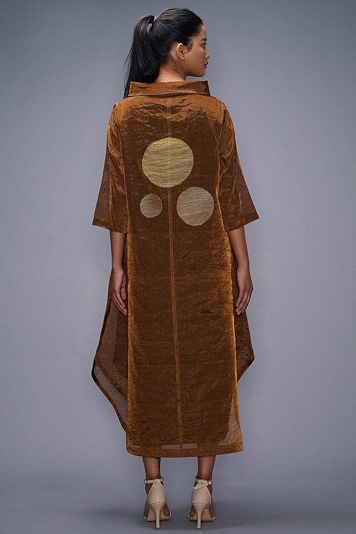 Bronze Embroidered Vacation Dress by Taika By Poonam Bhagat at Pernia's Pop Up Shop