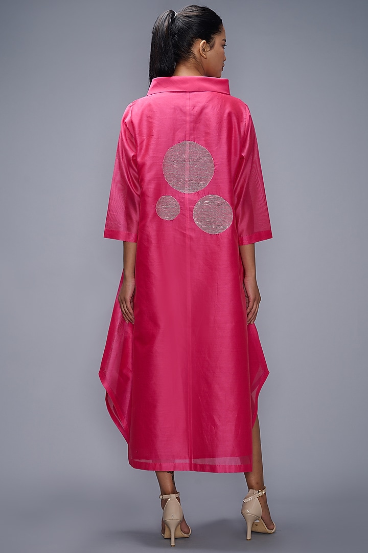 Rose Pink Embroidered Vacation Dress by Taika By Poonam Bhagat at Pernia's Pop Up Shop
