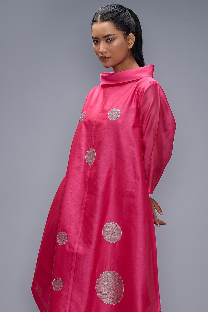 Rose Pink Embroidered Vacation Dress by Taika By Poonam Bhagat at Pernia's Pop Up Shop