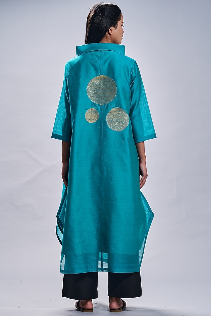 Aqua Embroidered Tunic Set by Taika By Poonam Bhagat at Pernia's Pop Up Shop