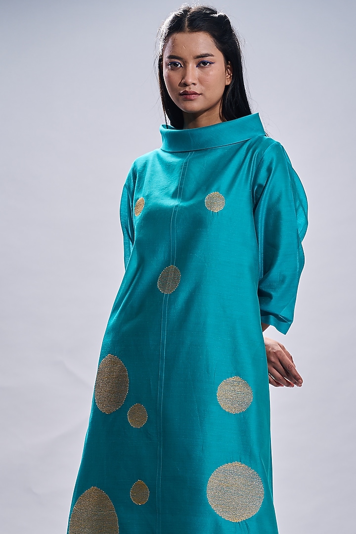 Aqua Embroidered Tunic Set by Taika By Poonam Bhagat at Pernia's Pop Up Shop