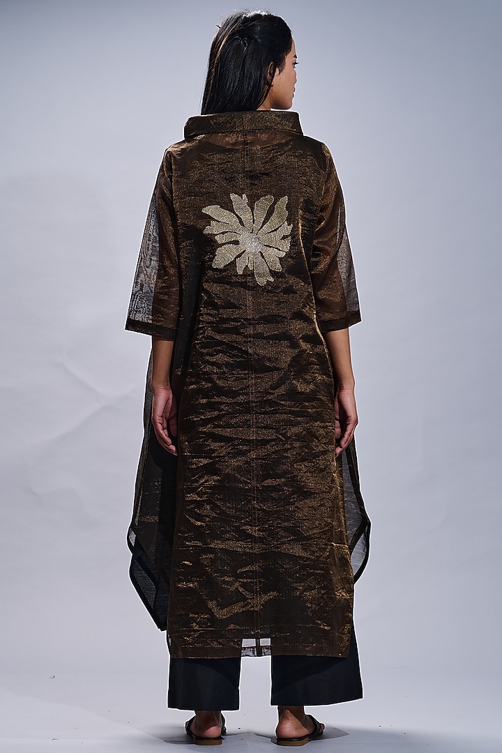 Bronze Embroidered Tunic Set by Taika By Poonam Bhagat at Pernia's Pop Up Shop