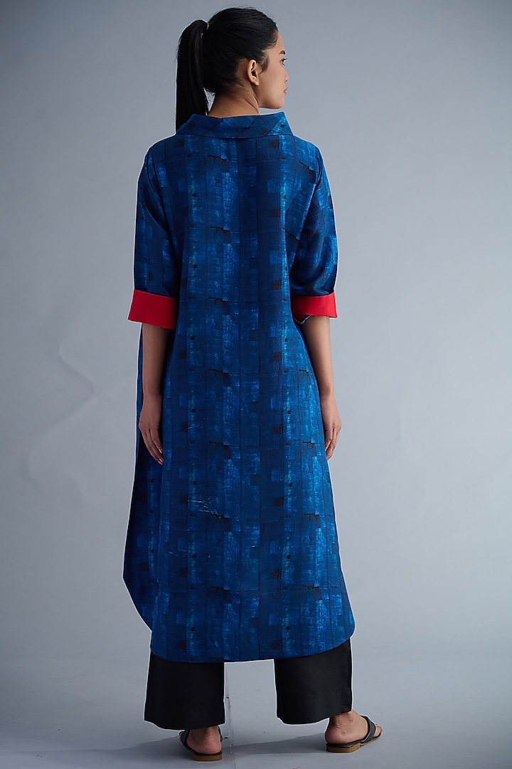 Blue Printed & Embroidered Tunic Set by TAIKA by Poonam Bhagat at Pernia's Pop Up Shop
