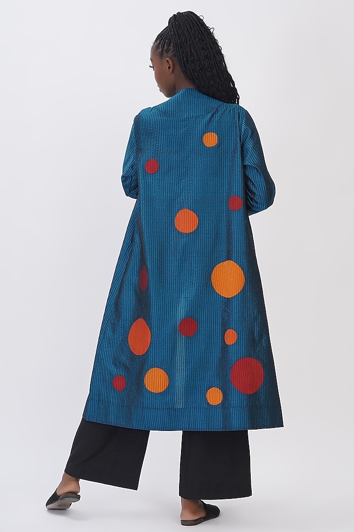 Peacock Green Pure Silk Applique Machine Embroidered Polka Jacket by Taika By Poonam Bhagat at Pernia's Pop Up Shop