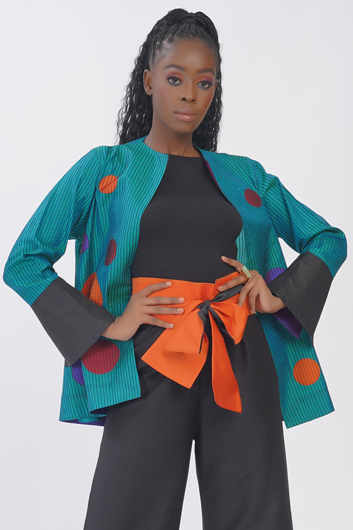 Aqua Green Pure Silk Applique Machine Embroidered Polka Jacket by Taika By Poonam Bhagat at Pernia's Pop Up Shop