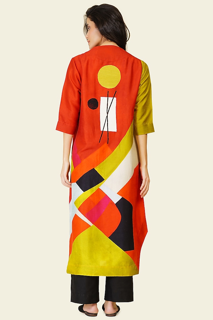 Multi-Colored Blended Silk Digital Printed Tunic Set by TAIKA by Poonam Bhagat at Pernia's Pop Up Shop