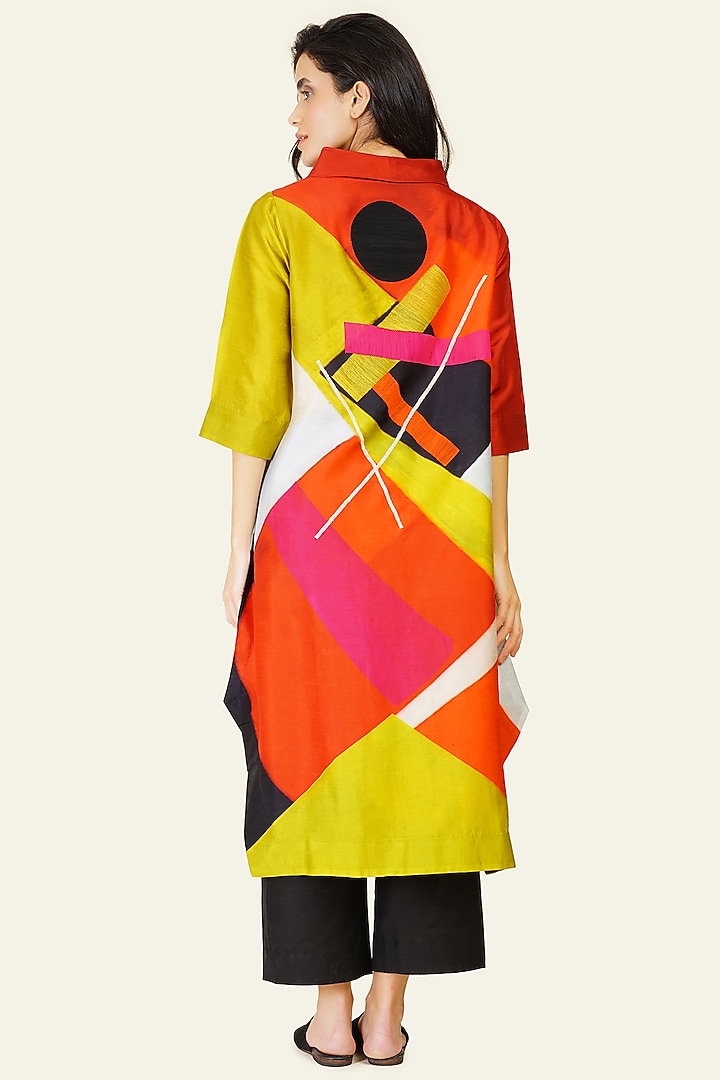 Multi-Colored Blended Silk Digital Printed Tunic Set by TAIKA by Poonam Bhagat at Pernia's Pop Up Shop