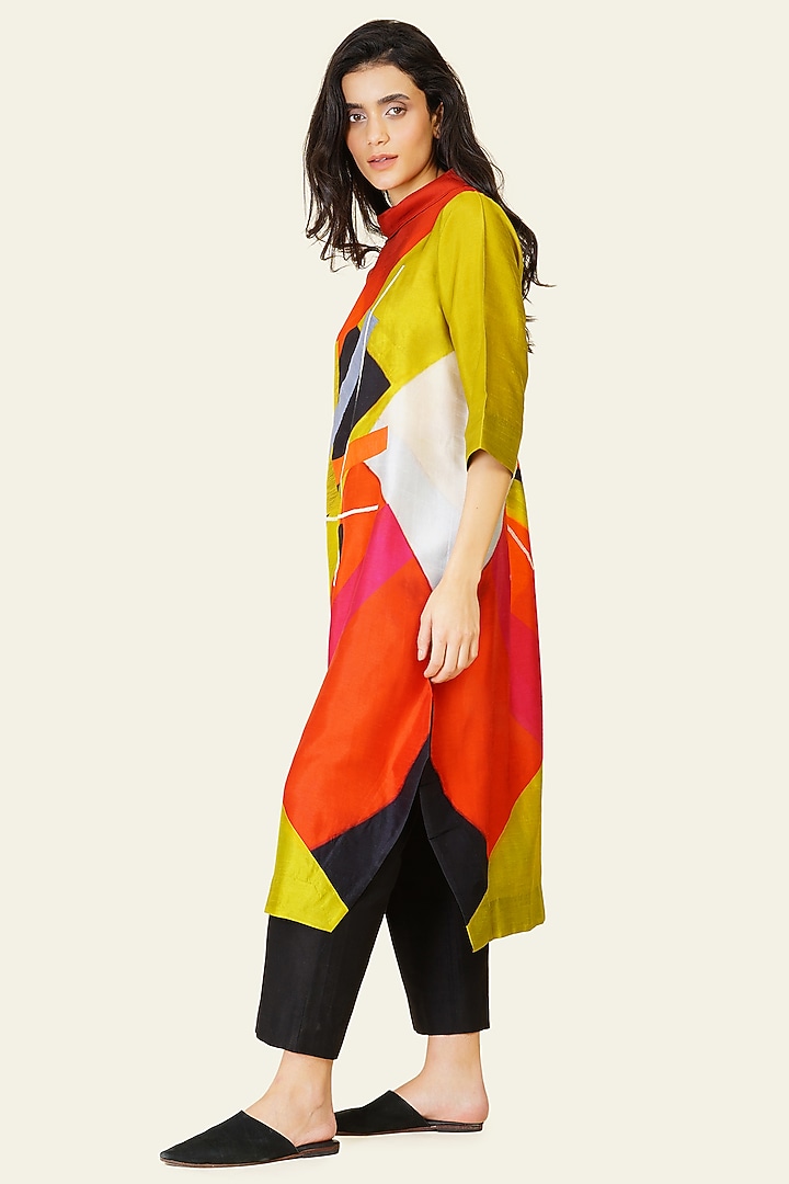 Multi-Colored Blended Silk Digital Printed Tunic Set by TAIKA by Poonam Bhagat at Pernia's Pop Up Shop
