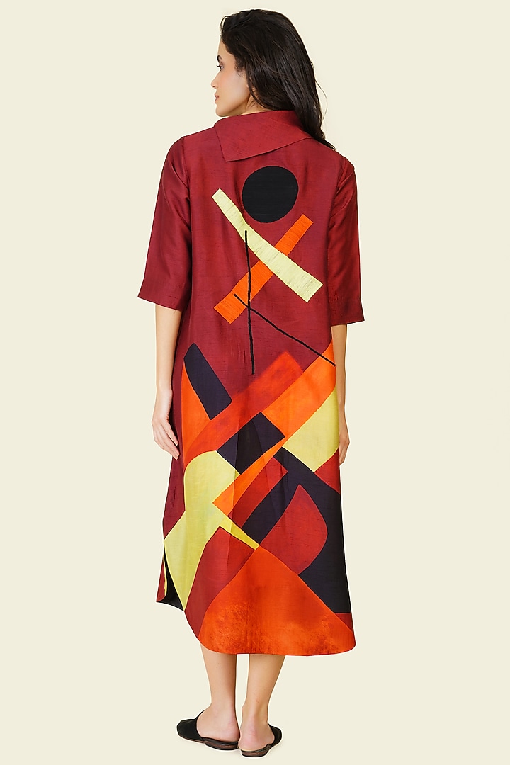 Multi-Colored Blended Silk Digital Printed Tunic Vacation Dress by TAIKA by Poonam Bhagat at Pernia's Pop Up Shop