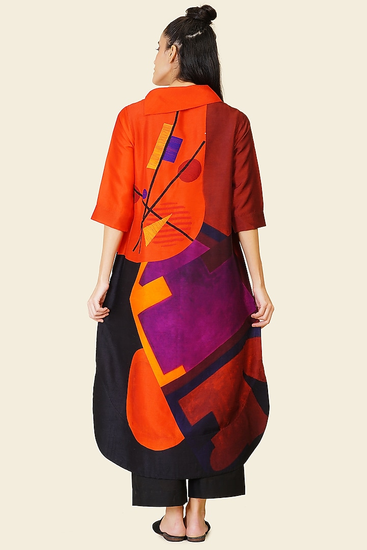 Multi-Colored Blended Silk Digital Printed Tunic Set by TAIKA by Poonam Bhagat at Pernia's Pop Up Shop