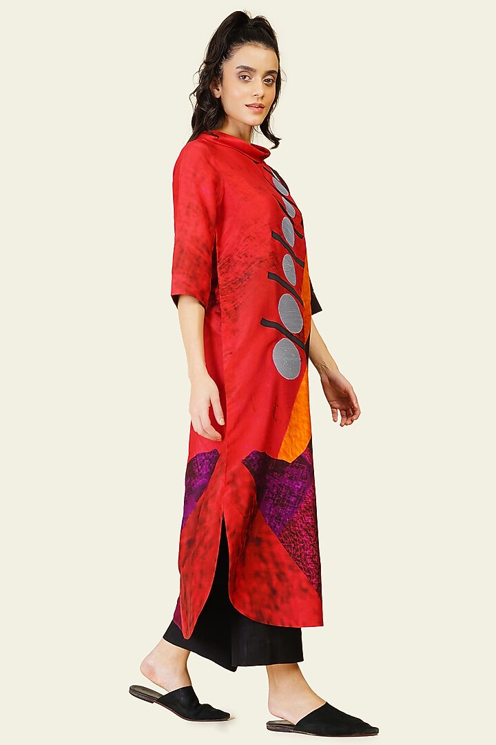 Multi-Colored Blended Silk Digital Printed Tunic Set by TAIKA by Poonam Bhagat at Pernia's Pop Up Shop