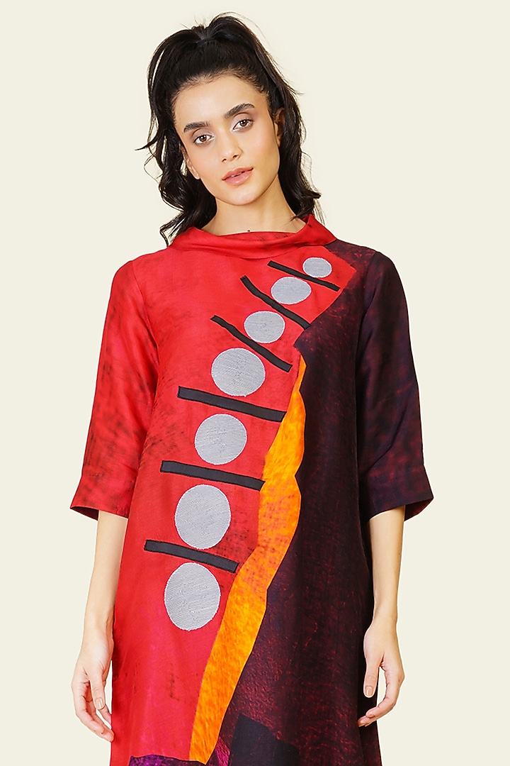 Multi-Colored Blended Silk Digital Printed Tunic Set by TAIKA by Poonam Bhagat at Pernia's Pop Up Shop
