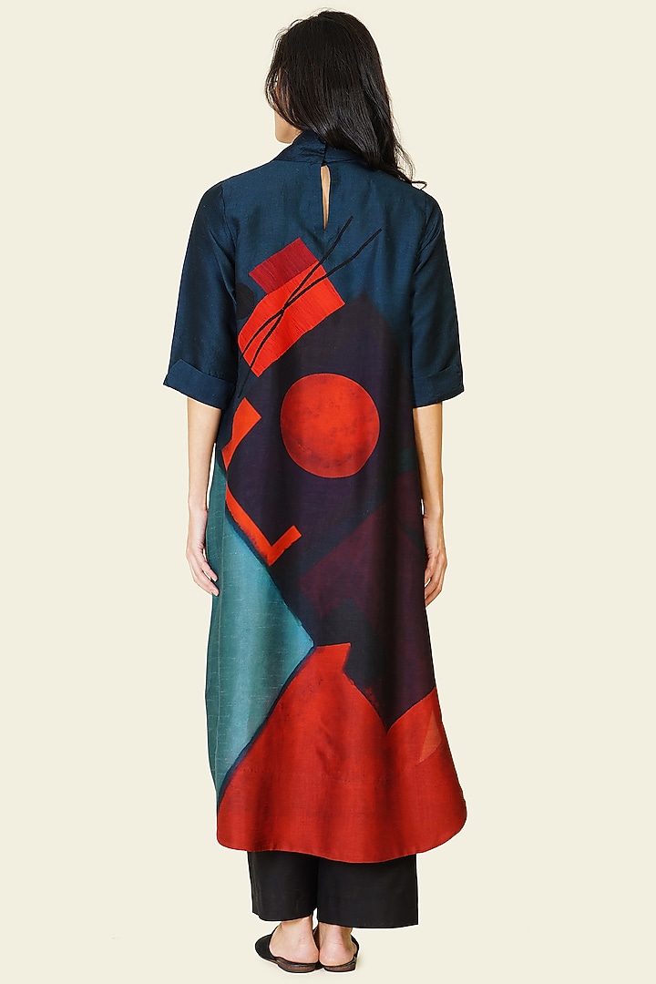 Multi-Colored Blended Silk Digital Printed Tunic Set by TAIKA by Poonam Bhagat at Pernia's Pop Up Shop