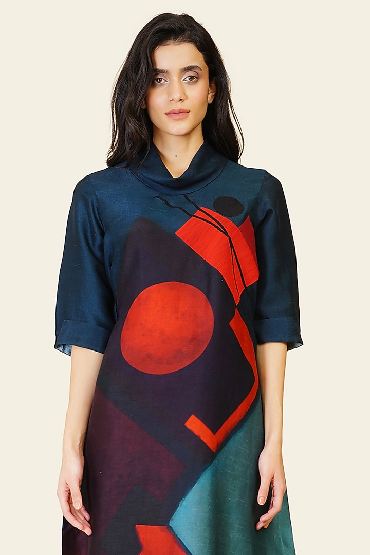 Multi-Colored Blended Silk Digital Printed Tunic Set by TAIKA by Poonam Bhagat at Pernia's Pop Up Shop