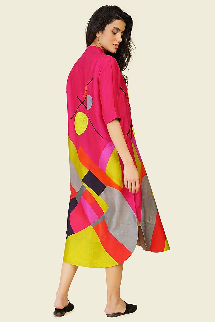 Multi-Colored Blended Silk Digital Printed Tunic Vacation Dress by TAIKA by Poonam Bhagat at Pernia's Pop Up Shop