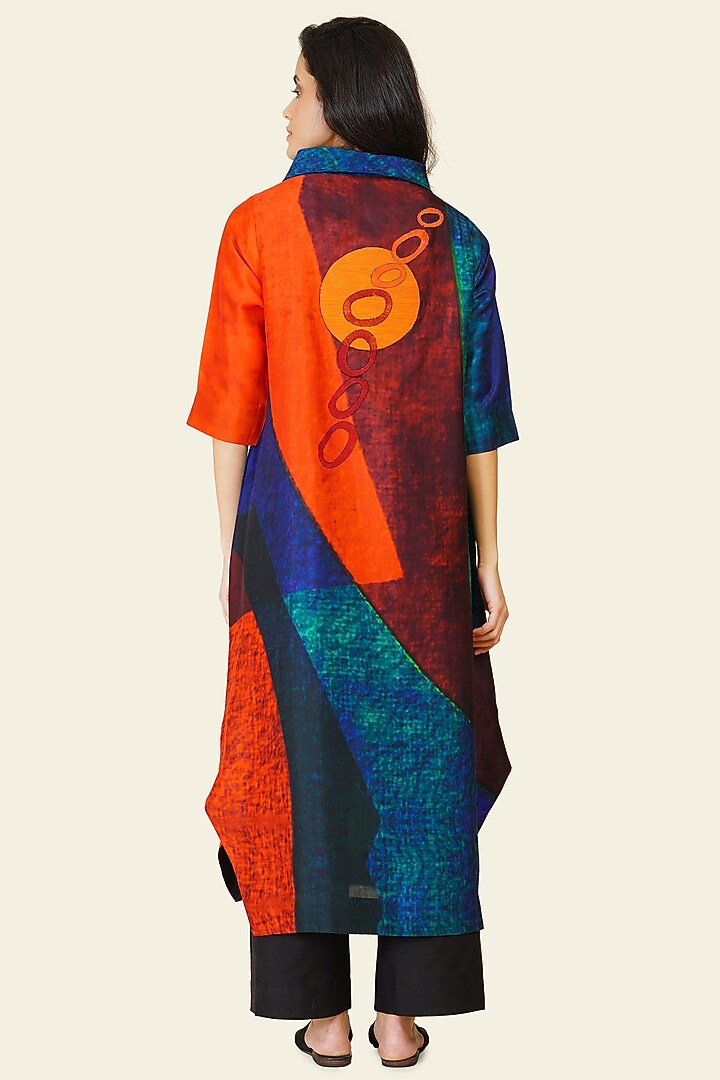 Multi-Colored Blended Silk Digital Printed Tunic Set by TAIKA by Poonam Bhagat at Pernia's Pop Up Shop