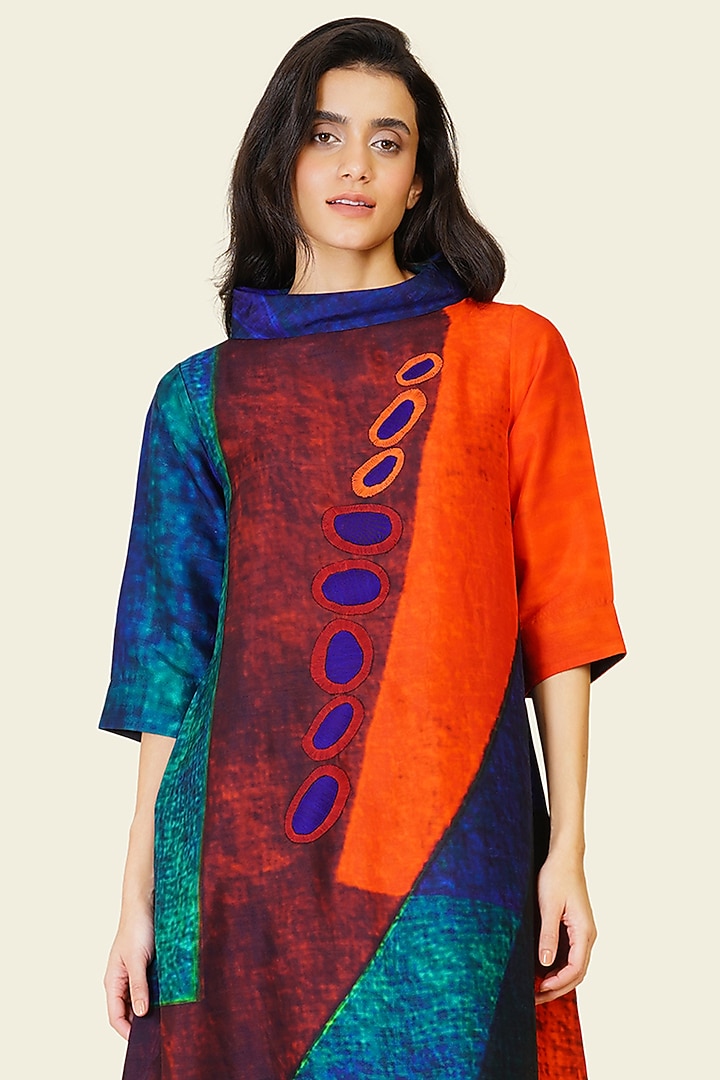 Multi-Colored Blended Silk Digital Printed Tunic Set by TAIKA by Poonam Bhagat at Pernia's Pop Up Shop