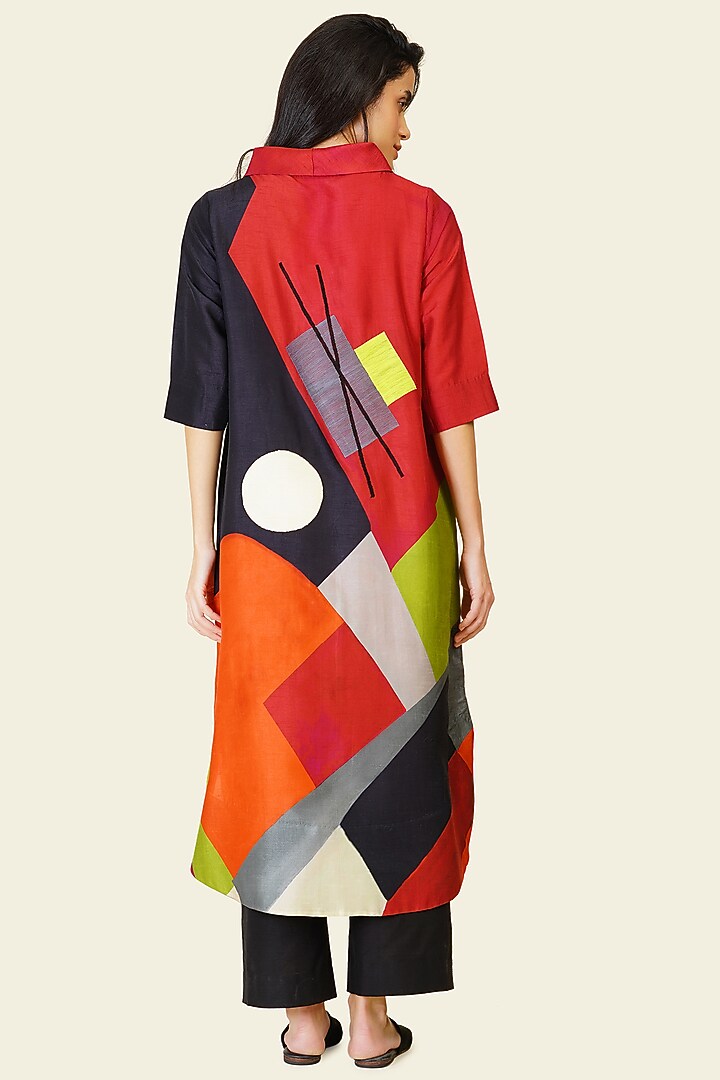Multi-Colored Blended Silk Digital Printed Tunic Set by TAIKA by Poonam Bhagat at Pernia's Pop Up Shop