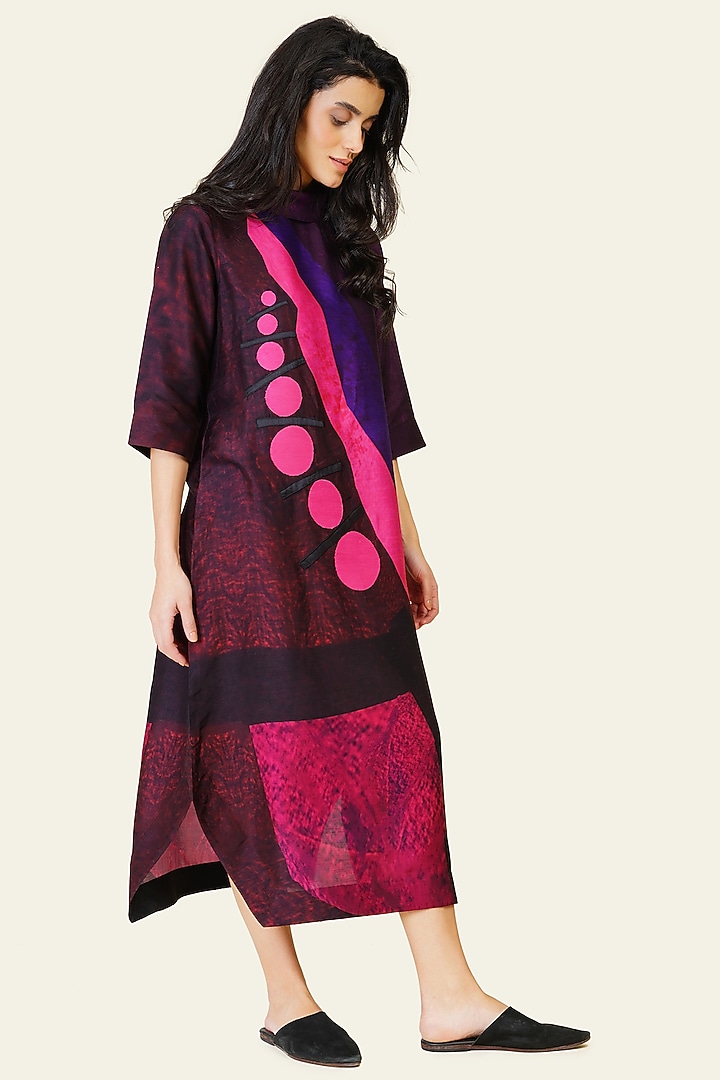 Multi-Colored Blended Silk Digital Printed Tunic Vacation Dress by TAIKA by Poonam Bhagat at Pernia's Pop Up Shop