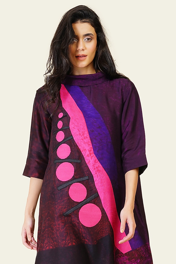 Multi-Colored Blended Silk Digital Printed Tunic Vacation Dress by TAIKA by Poonam Bhagat at Pernia's Pop Up Shop