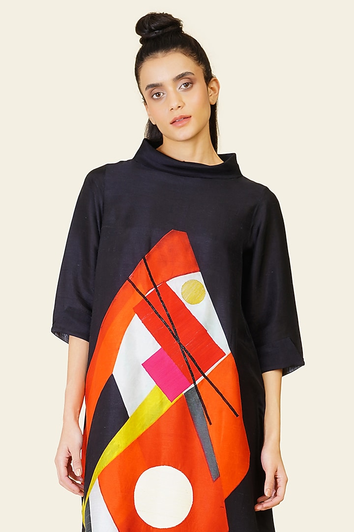 Multi-Colored Blended Silk Digital Printed Tunic Set by TAIKA by Poonam Bhagat at Pernia's Pop Up Shop
