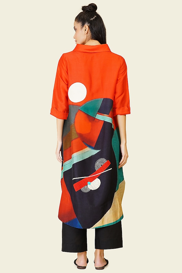 Multi-Colored Blended Silk Digital Printed Tunic Set by TAIKA by Poonam Bhagat at Pernia's Pop Up Shop