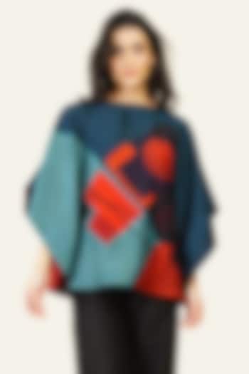 Multi-Colored Blended Silk Digital Printed Top by TAIKA by Poonam Bhagat at Pernia's Pop Up Shop
