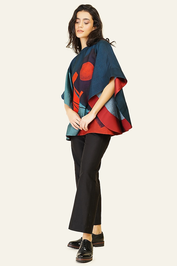 Multi-Colored Blended Silk Digital Printed Top by TAIKA by Poonam Bhagat at Pernia's Pop Up Shop