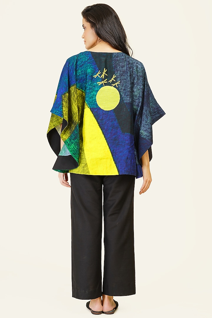 Multi-Colored Blended Silk Digital Printed Top by TAIKA by Poonam Bhagat at Pernia's Pop Up Shop
