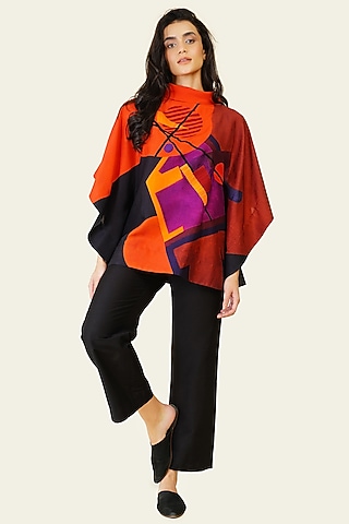 Multi-Colored Blended Silk Digital Printed Top by TAIKA by Poonam Bhagat