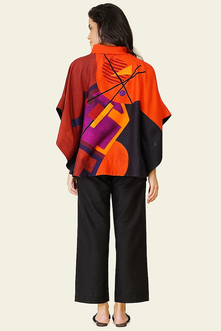 Multi-Colored Blended Silk Digital Printed Top by TAIKA by Poonam Bhagat at Pernia's Pop Up Shop